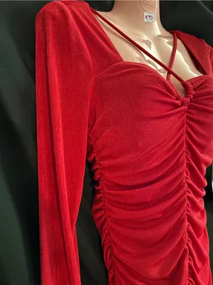 BCX Women’s Red Ruched Long-Sleeve Mini Dress Keyhole Detail MD NWT thumbnail 5