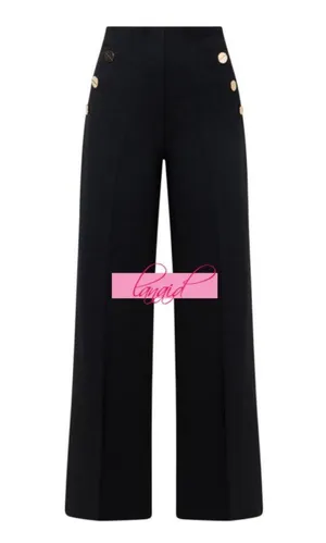 Spanx Ponte Button Front Wide Leg Classic Black High-Rise Waist Stretchy Trouser thumbnail 7