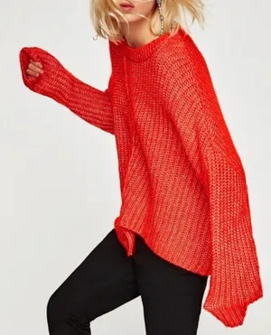 ZARA Knit Oversized Orange Sweater thumbnail 2