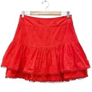 NWT Farm Rio Ruffled 3-D Pineapple Mini Skirt Size Medium Warm Red Tropical NEW thumbnail 4