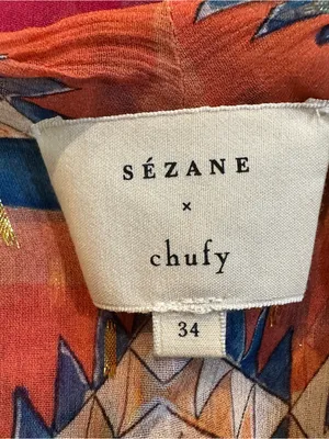 Sézane X Chuffy Women's Abelia Pink Metallic Faux Wrap Blouse Size 34 thumbnail 8