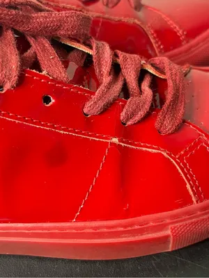 Greats Brooklyn Red Patent Leather Lace Up Sneakers Size 8.5 thumbnail 5