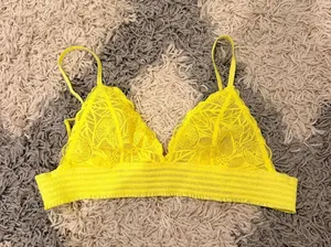 Aerie Neon Yellow Lace Sheer Bralette thumbnail 1