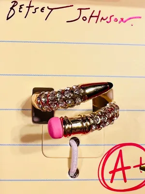 BETSEY JOHNSON Gold Plated Pave Crystal Pencil Wrap Band Ring Gift Box Size 7.5 thumbnail 6
