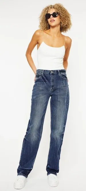 KanCan Mordekaiser High Rise Dad Jeans Straight Leg Distressed Women’s Size 24 thumbnail 1