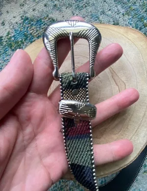 Vintage Elite western cowgirl fabric beaded belt, size medium thumbnail 4