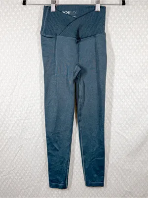 Popflex Dark Green Crossover Waist High Rise Leggings‎ thumbnail 2