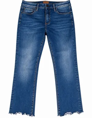 Driftwood Candace Crop Jeans Womens 28 Blue Scalloped Hem Stretch Denim Classic thumbnail 1