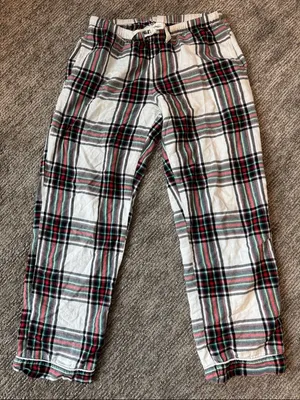 stars above White Plaid Pajama Pants with Green & Red Stripes. thumbnail 1