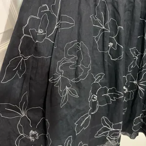 Ann Taylor Linen Black Floral Midi Dress Size 14 thumbnail 3