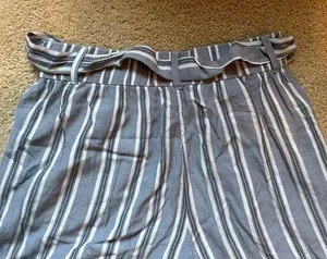 Hollister Ultra High Rise Linen Blue Striped Tie Pants thumbnail 7