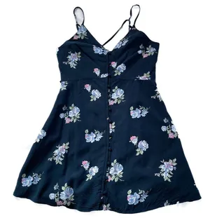 Abercrombie & Fitch Floral Mini Sundress - Navy Strappy Tie Waist thumbnail 6