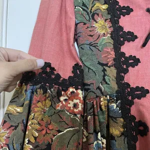 Gunne Sax Rare Vintage 1969 black label renaissance Tapestry Floral red dress thumbnail 7