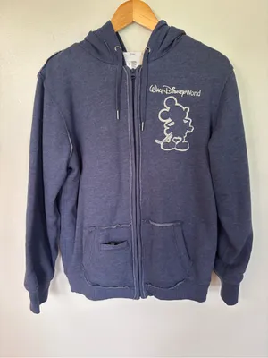 Disney Women’s Zip-Up Hoodie in Navy with White Mickey Outline thumbnail 1