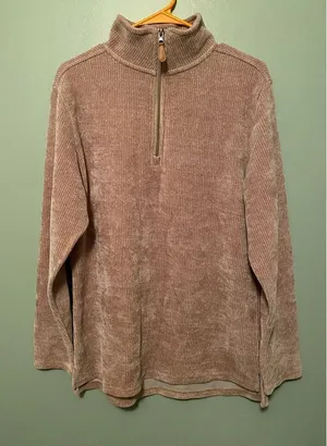Prissy Jane Brown Beige 1/4 Zip Pullover Size Medium Tan thumbnail 1