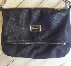 Nine West Dark Purple Leather Clutch Purse Clasp Bag Handbag thumbnail 2