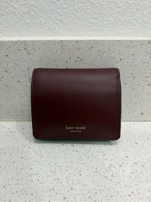 Kate Spade New York Nadine Bifold Wallet Merlot Maroon Leather Classic EUC thumbnail 10