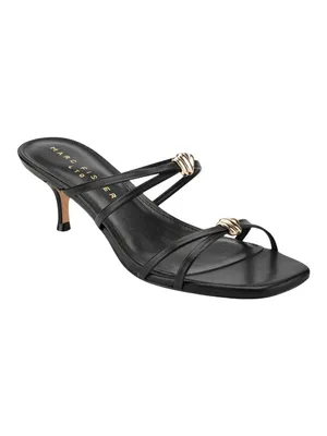 Marc Fisher Strappy Baizel Heeled Sandal MLBAIZEL Black Leather 9.5M thumbnail 11