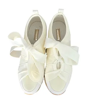 Menina Off White Satin Ribbon Bow‎ Espadrille Platform Sneakers Womens thumbnail 1