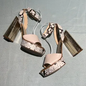 Guess Rippa Python & Gold platform Strappy heels Size 9.5  ‎ B53 thumbnail 4