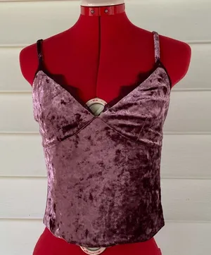 Forever 21 Velvet Lace Cami Top Sz L thumbnail 1