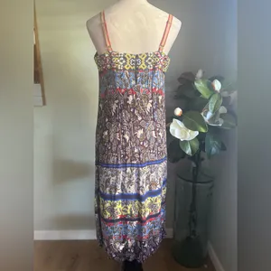 Anthropologie‎ One SeptemberMaxi Dress paisley brown blue s boho cottage small thumbnail 3