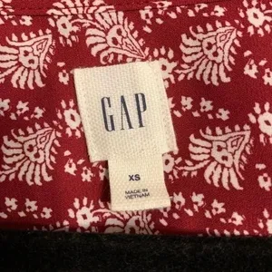GAP Womens XS Dress Burgundy Paisley‎ Print Sleeveless Summer V-Neck Casual Mini thumbnail 4