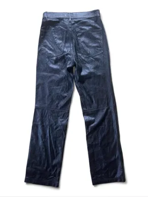 Alice + Olivia Metallic Blue Faux Leather Straight Leg Pants Size 25 thumbnail 2