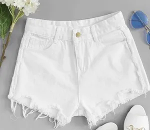 High Waisted White Denim Shorts thumbnail 1
