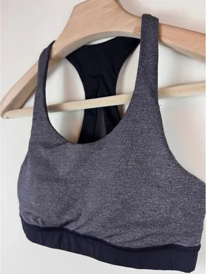 Lululemon Invigorate Bra Heathered Black Black Mesh Racerback Size 4 thumbnail 5