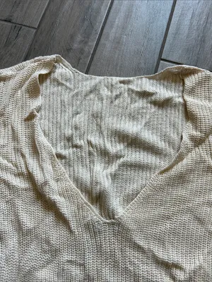 Nasty Gal Cream Waffle Knit Crewneck Sweater thumbnail 4
