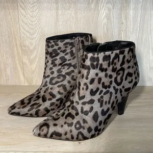 M&S Collection Womens Animal Print Ankle Boots Insolia Heels Tan Leather Size 3/ thumbnail 2