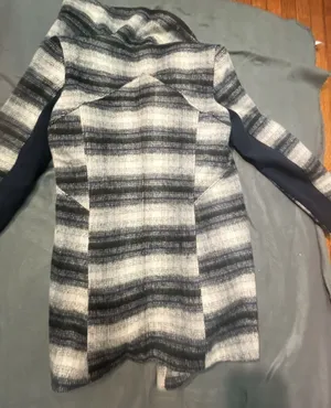 Sam Edelman Women's Black & White Plaid Wool Blend Wrap Coat Size M LS54507H thumbnail 9