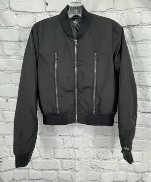 ALO Yoga Jacket S Black Off Duty Bomber Down Filled Puffer Athleisure Classic thumbnail 1