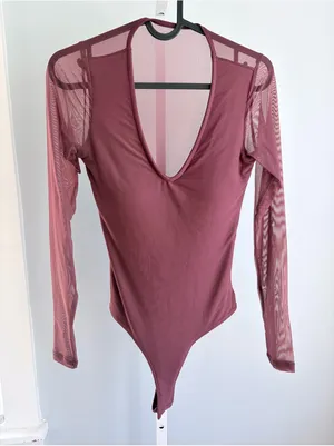 Klassy Network Mauve Mesh Long Sleeve V-Neck Bramisuit Size S thumbnail 2