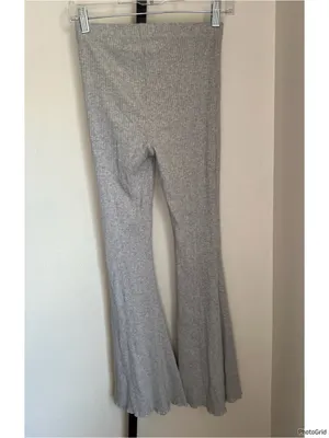 Aerie Grey Ribbed Flare Leggings XS thumbnail 2