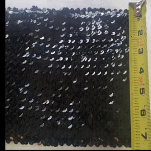 Vintage 90’s black Sequin stretch mini skirt and tube top thumbnail 5