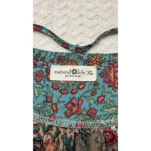 Natural Life Women XL Floral Boho Peasant Blouse V-Neck Long Sleeve Rayon Top thumbnail 4