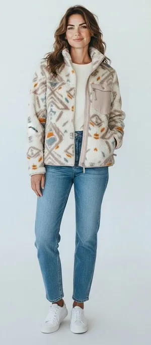 Gerry Womens Sherpa‎ Fleece Jacket Geometric Southwestern Full Zip DG9660 Small thumbnail 1