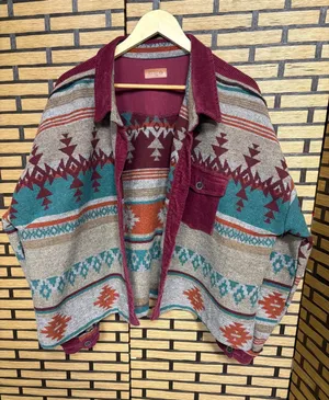 Umgee Burgundy Boho Aztec Print Cropped‎ Jacket Size 1X thumbnail 1