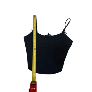 Bow Strap Cami Camisole Tank Top Black Ribbed Corset Style Coquette Whimsigoth thumbnail 6