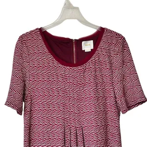 Anthropologie Maeve Dora Large Shirt Dress Red Textured Lined thumbnail 5