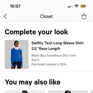 Lululemon Swiftly Tech Long Sleeve 2.0 race length shirt size 6 Blazer Blue Tone thumbnail 4