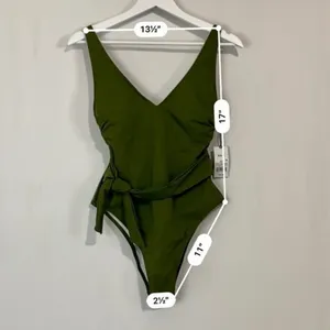 Shade & Shore Women’s One Piece Side Tie Swimsuit Green Size Medium NWT FLAW thumbnail 9