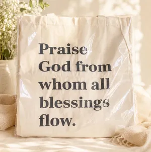 The Daily Grace Co Doxology Tote Bag Cream Canvas Praise God Quote New thumbnail 1