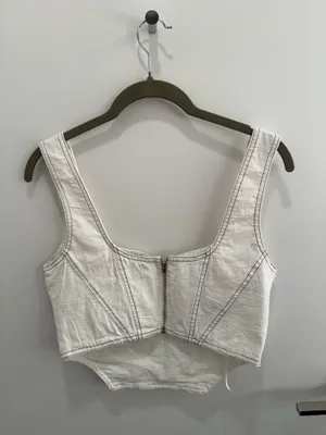 White Corset Crop Top Calypso Boutique Size Medium thumbnail 3
