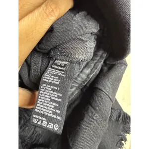 Free People We the Free Black Denim Utility Mini Dress Raw Hem size XS thumbnail 6