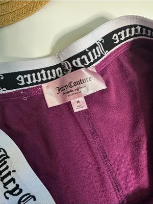 Juicy Couture Magenta Purple Velour Rhinestone Logo Sleep Shorts Size Medium thumbnail 3