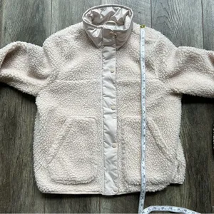 Hollister Cream Sherpa Bomber Jacket Full Zip with Snaps Size XS Off White thumbnail 8