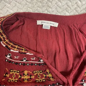 American Eagle Festival Bohemian Embroidered Peasant Flowy Hippie‎ Top Medium thumbnail 7